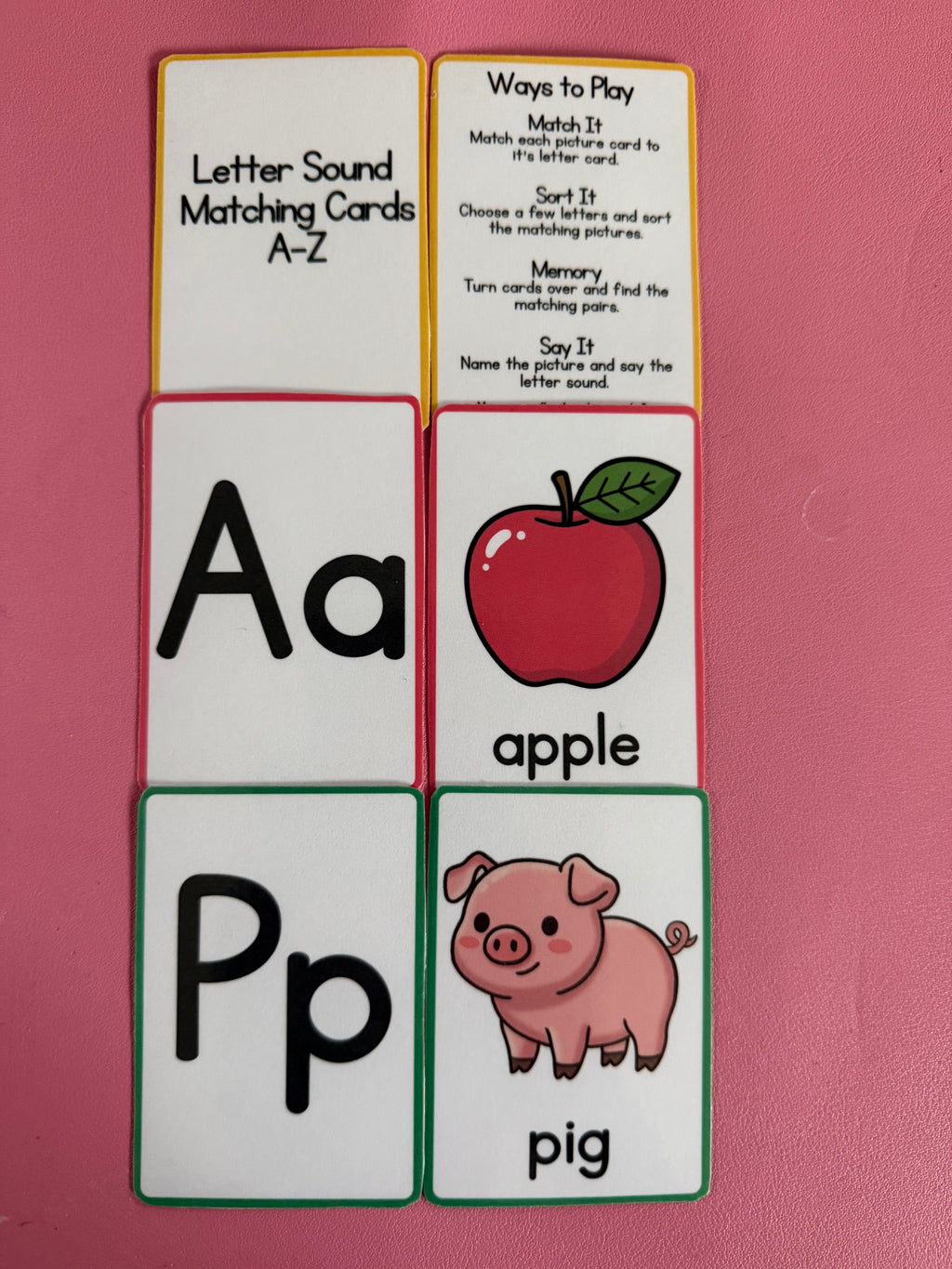 Letter Sound Matching Cards A–Z | 80 Reusable Learning Cards